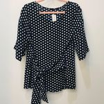 Stitch Fix NWT Navy blue/white polka dot West Kei  blouse size small Photo 0
