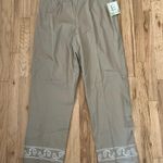 Target Belongings Stretch Tan Embroidered Paisley Dress Pants Sz 14 NWT Photo 0