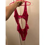 SKIMS Raspberry Pink Satin Woven Shine Tie Front Teddy Photo 2