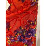 None Burnout Velvet Floral Fringe Shawl Scarf Red Purple Sheer Wrap 100% Silk Photo 7