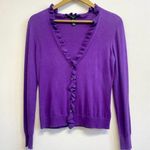 Ralph Lauren Purple Ruffle Cashmere Blend Cardigan Sweater Photo 0