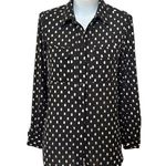 Who What Wear  Women's Black/Gold Polka Dot Button Down Blouse Size M Photo 1