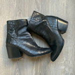 1. State  Black Women's Jahmil Croc Embossed Leather High Block Heel Booties Photo 1