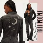 Free People  x Driftwood jumpsuit denim one piece onesie embroidered Medium Photo 7