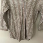 Unique spectrum Striped Beige Button-Up Blouse Size L Photo 6
