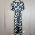 Baltic Born Sicily Satin Blue Floral Maxi Dress size XL $79 Photo 5
