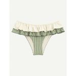 Green Striped Vintage Peplum Skirted Bikini Bottom Photo 4