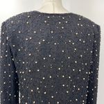 Scala Vintage Beaded Silk Blouse Top Long Sleeve V Neck Black Gold NEW Womens S Photo 5