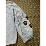 ZARA Tribal Embroidered Chambray Peasant top Linen Blue Long sleeve XS SOLD OUT Photo 9