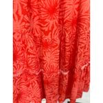 Betsey Johnson Maxi Dress Large Orange Palm Leaf Print Tropical Tiered Smocked Photo 4
