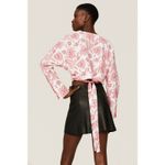 SAUNDERS COLLECTIVE Red Floral Long Sleeve Button Front Tie Waist Fredrique Top Size 10 Photo 1