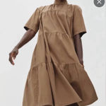 Everlane  The Tiered Mockneck Dress Toasted Coconut Womens Size Small Cotton Boho Photo 0