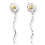 Elegant Flower Chain Dangle Threader Earrings for Women Silver Photo 0