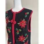 White Stag Vintage Y2K Christmas Sweater Vest Poinsettia Womens Medium Embroidered Beaded Photo 5