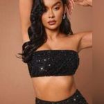 SheIn Black Sequin Strapless Top Photo 1