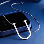 Silver Initial Stainless Steel Pendant Necklace Letters A Photo 4