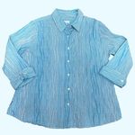 Coldwater Creek Womens Blue and White Gingham Button Up Shirt XL Photo 7