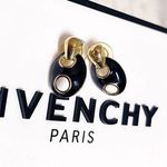 Givenchy Authentic Rare Vintage Black & Gold Enamel / Metal Abstract Earrings Photo 0