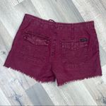 Sanctuary Linen Blend Raw Hem Shorts Maroon 26” Flat Front Photo 2