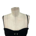 ZARA  Corset Tank‎ Top Bralette Lace Up Sweetheart Shirred Black Size Medium Photo 2