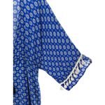 MISA Los Angeles Mica Maxi Dress L Blue Mykonos Print Boho Tassel Sleeve Photo 5