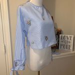 Bleuh Ciel  cropped open back shirt, Small Photo 2