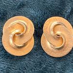 Awesome Vintage Clip On Earrings Gold Tone Funky Retro Design Photo 1