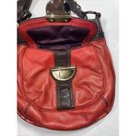 B. MAKOWSKY Purse‎ Crossbody Red Brown Pebbled Leather Shoulder Handbag Buckled Photo 3