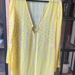 CIN CIN maxi dress swimsuit coverup long sleeve funky groovy print o ring gold Yellow Size XL Photo 1
