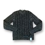 Blanc Noir® Lurex Cable Knit Sweater Size Large Black Silver Crew Neck NEW Photo 4