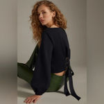 Anthropologie Maeve Black Corset Lace Up Sweatshirt Sweater - EUC! Size XXS Photo 2