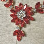 Betsey Johnson  red/orange rhinestone flower statement necklace Photo 10