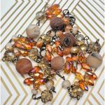 Amber Glass Chrystal Bead & Natural Stone 38" Necklace Black Chain Neutral Photo 7