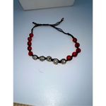 Boho‎ Red Stone and Crystal Bead Pull Bracelet Photo 3