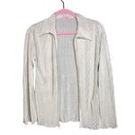VTG Itzy Open Cardigan Shimmery Silver Ribbed Y2K Coquette Layering Top Womens Photo 0