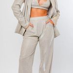 Le lis Champagne Oversized Metallic Blazer Set Comes with blazer pants and top Selling as a set Photo 0