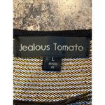 Jealous Tomato  Bodycon Black Blue Multi Print Mini Dress Cap Sleeve Large Photo 2