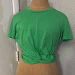 ZARA  Kelly Green Knotted Front Cropped Tee M Classic Rainbowcore Boho Photo 1
