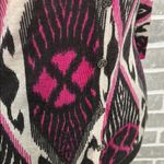 Tory Burch  Dabney Cardigan Sweater 100% Wool Ikat Print Black Pink Size Small Photo 2