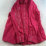 Ariat  XXL Shirt Cowgirl Pearl Snap Silver Studded Embroidered Rodeo Western Pink Photo 3