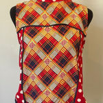 Colorful Plaid and Polka Dot Sleeveless Top Red Size XXS Photo 0