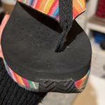 Volatile Sandals Womens 9 Chunky Wedge Rainbow Stripe Platform Flip Flop Thong Yellow Photo 4