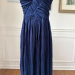 Plenty by Tracey Reese Anthropologie Blue Ruched Stretchy Fit and Flare Maxi Dre Photo 2