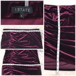 1. State  Burgundy Velvet Mini Skirt Pencil Ruched Red Purple Size XS Large‎ New Photo 10