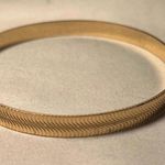 Vintage quiet luxury Gold Tone Bangle Bracelet Chevron Wave Pattern Photo 0
