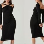 ASTR  The Label Cutout Cinched Midi Black Dress NWT‎ Revolve Small Photo 1