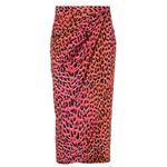 Zadig & Voltaire 100% Silk Skirt Orange Pink Leopard Print Size 42 10 Large NWT Photo 3