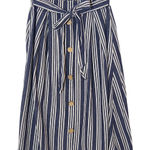 See You Monday  Skirt Size Large Striped Navy and White Button-Down Skirt Photo 0
