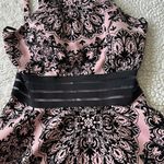 City Studios Juniors Illusion Flocked Fit and Flare Dress Size 3 Pink and Black Photo 1