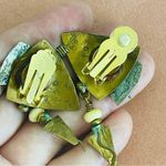 Vintage native American navajo Art handcrafted brass metal clip earrings As Is Photo 4